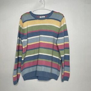 Tog Shop Striped Sweater Womens L Crew Neck Pull-Over Knit Easter‎ Pretty *REB